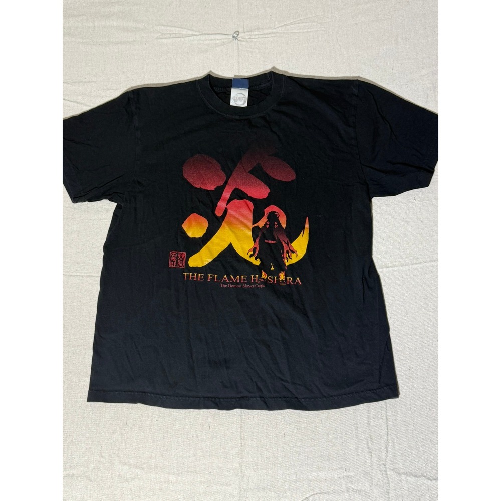 Cospa Demon Slayer Kyojuro Rengoku The Flame Hashira Black Graphic Tee XL
